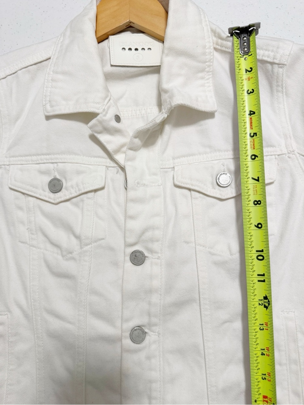 Blank NYC Frayed Hem White Denim Jean Jacket Small - Picture 10 of 12